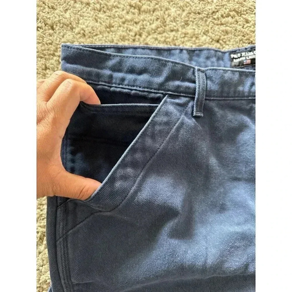 VINTAGE POLO JEANS RALPH LAUREN Carpenter Shorts Mens 38 Denim Blue Y2K 90’s - Picture 5 of 10